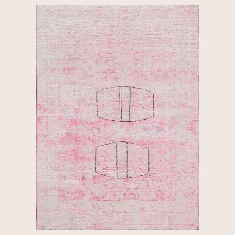 Pink Vintage Wool Cotton Blend Rug - 4'6" x 6'