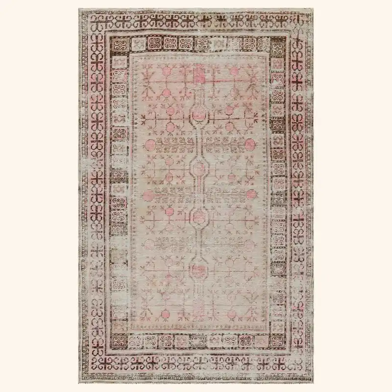 Pink Vintage Wool Cotton Blend Rug - 4'3" x 6'3"