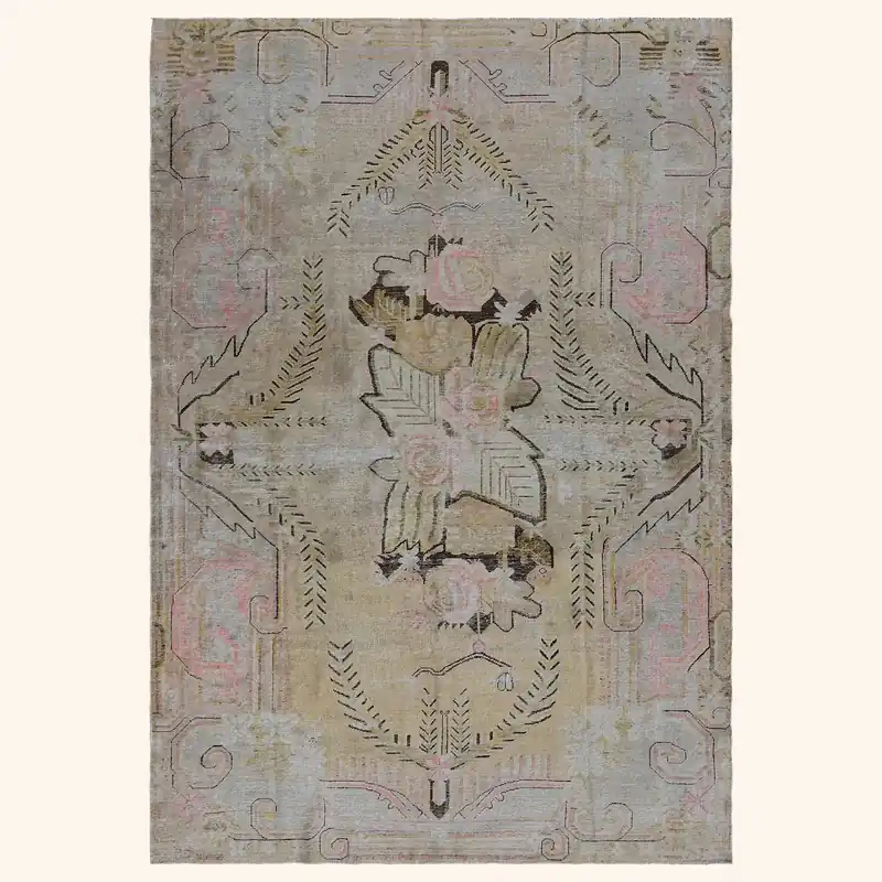 Pink Vintage Wool Cotton Blend Rug - 5'6" x 8'4"