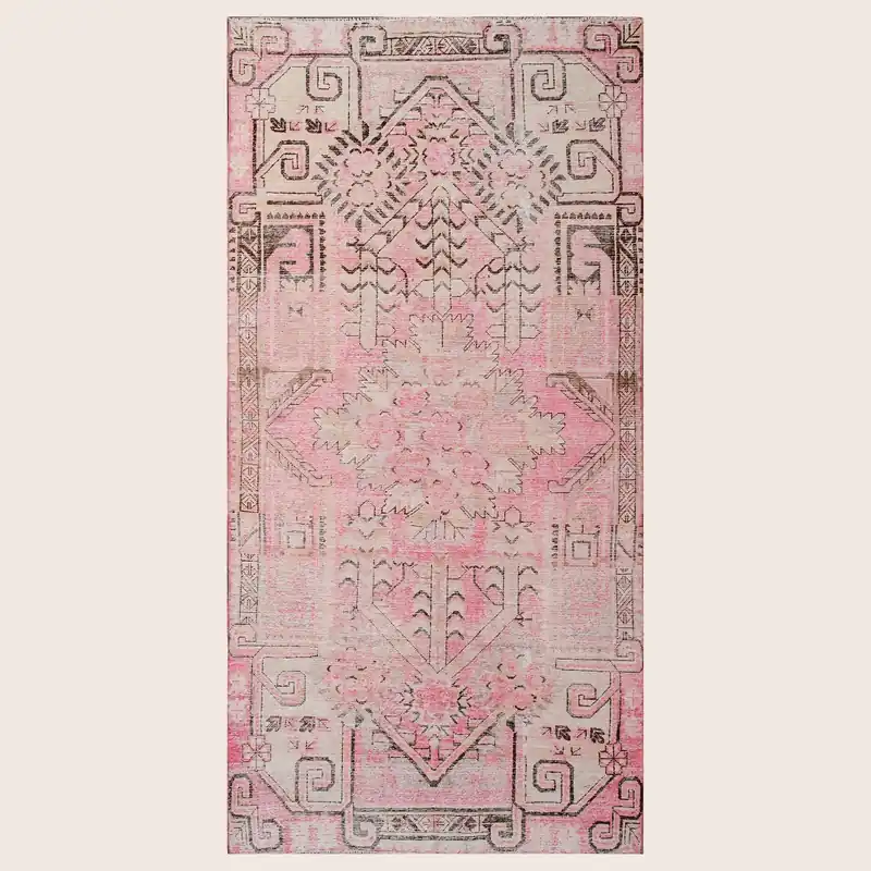 Pink Vintage Wool Cotton Blend Runner - 4'10" x 9'11"