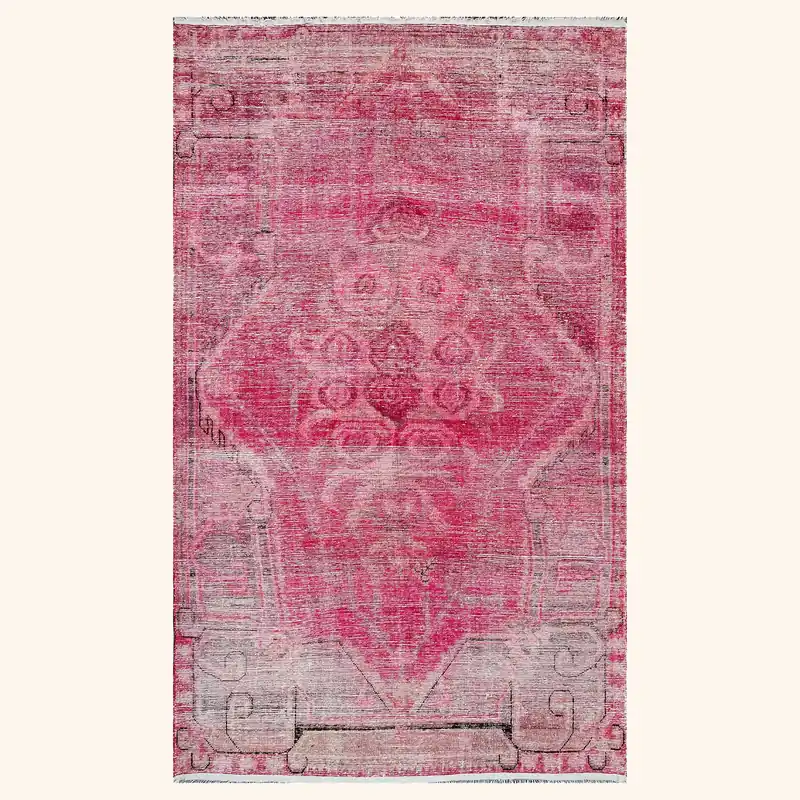 Pink Vintage Wool Cotton Blend Rug - 4'9" x 8'