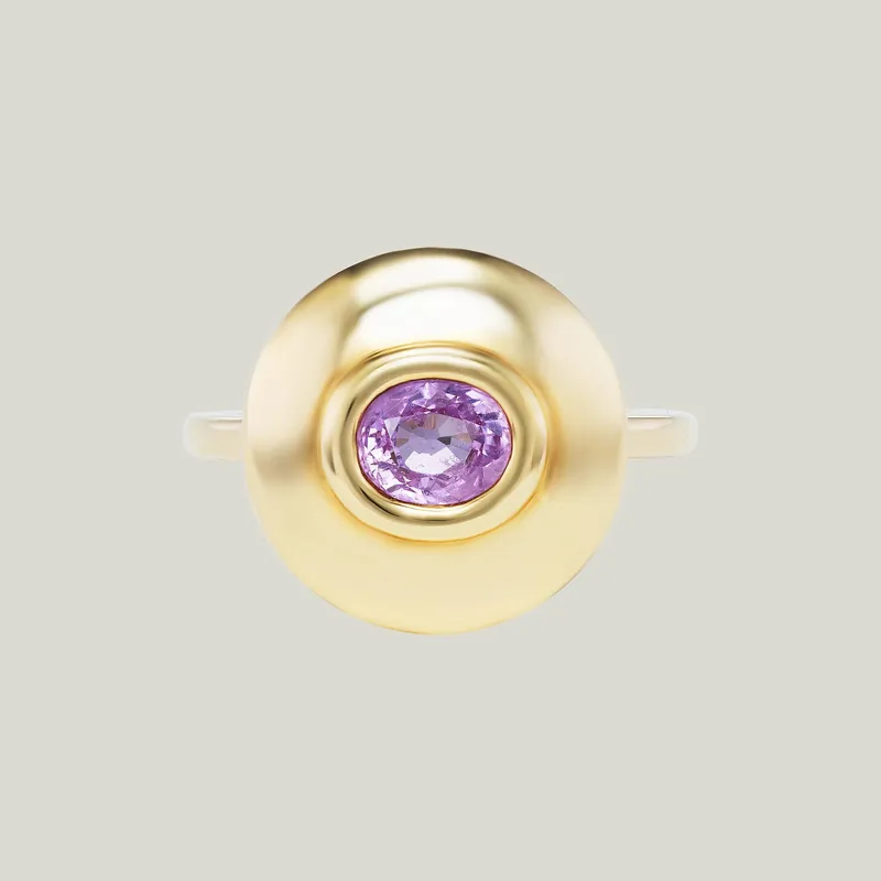 Pink Sapphire Starburst Saucer Ring - Stoned Fine Jewelry (Consigned)