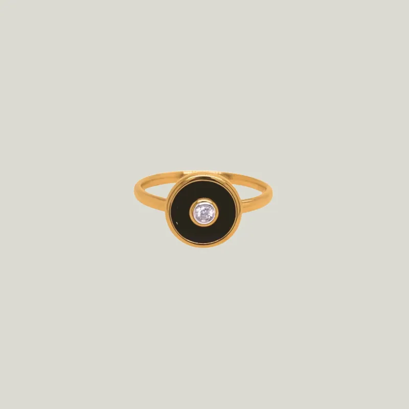 Mini Saucer Ring with Black Onyx - Stoned Fine Jewelry (Consigned)