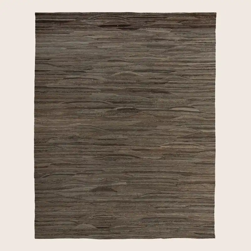 Brown Patterned Modern Wool Kilim - 7'8" x 9'3"