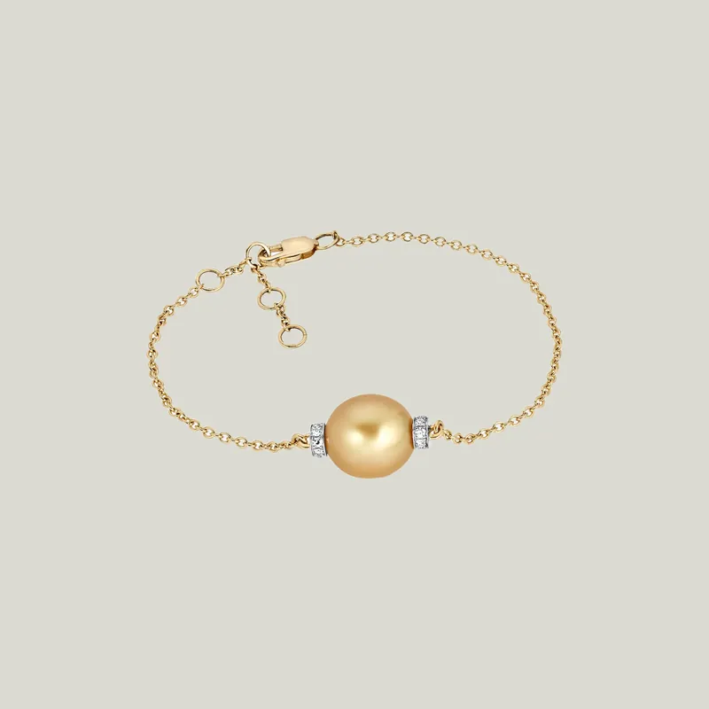 Circuital Bracelet in Golden Pearl + Yellow Gold - Renna Jewelry (Consigned)