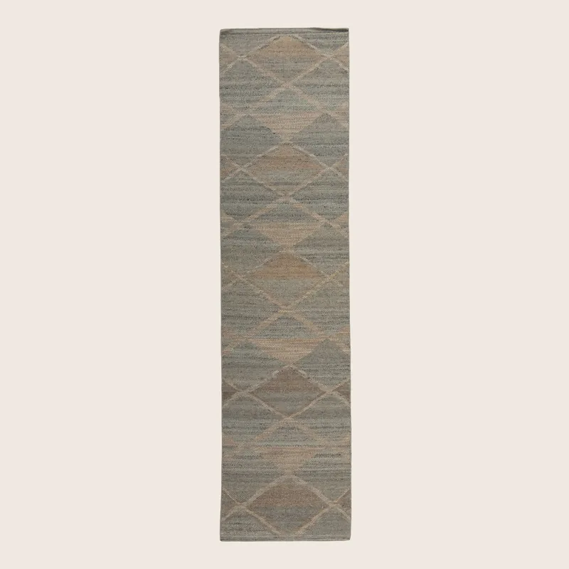 Blue Transitional Wool Runner - 2'9" x 12'
