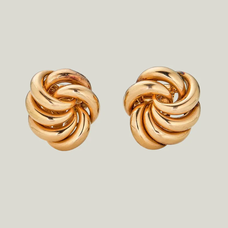 Retro Gold Knot Earrings - Odeon Collection (Leased)