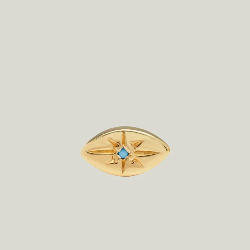 Gold Evil Eye Stud with Turquoise - Scosha (Consigned)
