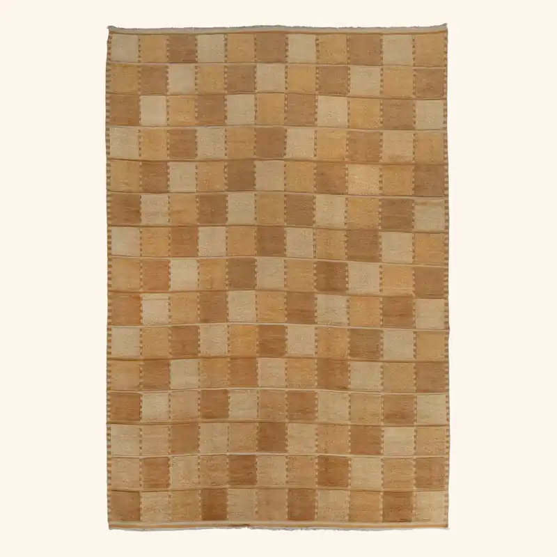 Brown Multicolored Swedish-Inspired Wool Rug - 10' x 14'