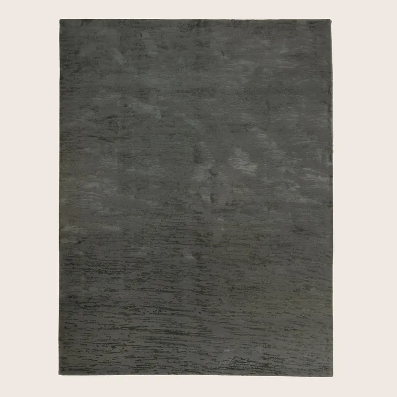 Grey Contemporary Tibetan Wool Silk Blend Rug - 8' x 10'