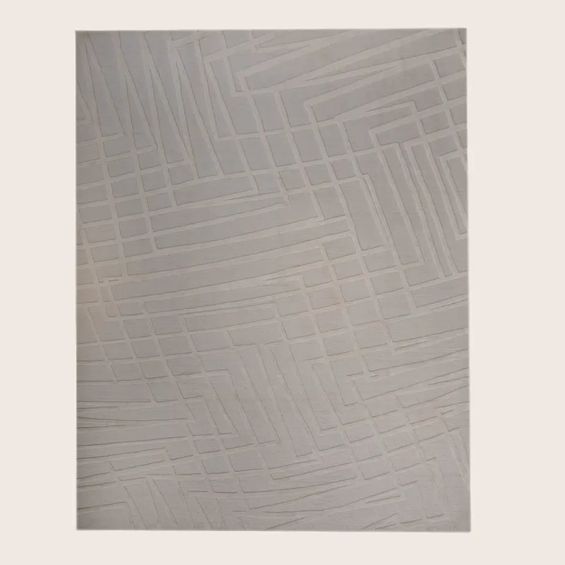 Grey Contemporary Tibetan Wool Silk Blend Rug - 8' x 10'