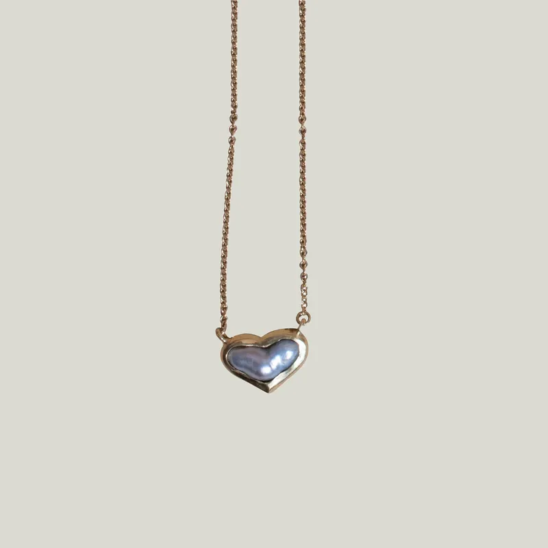 Natural Tahitian Keshi Pearl Heart Pendant - Kimberlin Brown (Consigned)