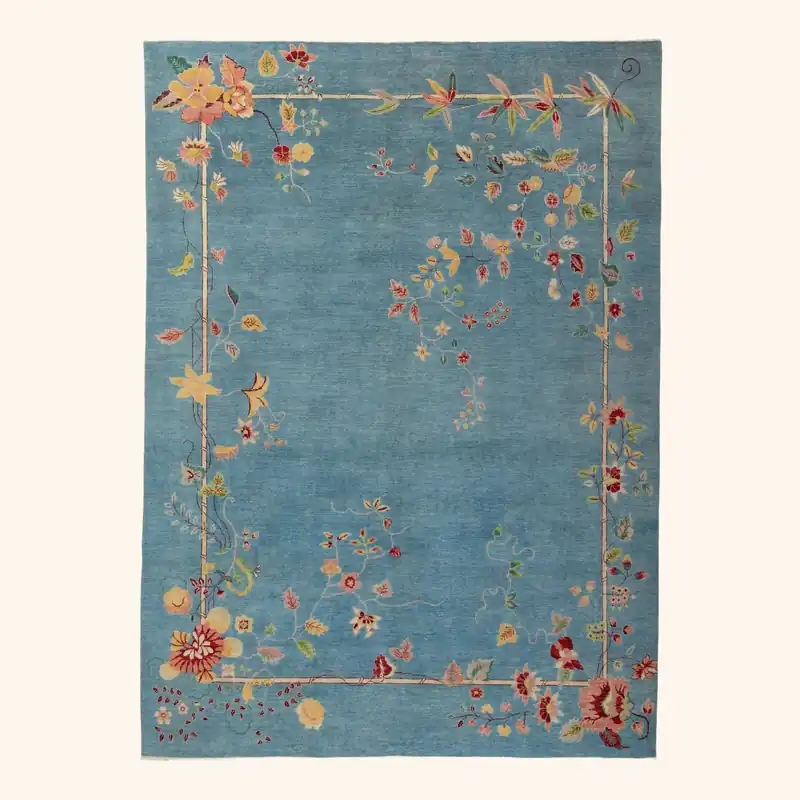 Blue Traditional Art Deco Rug - 9' x 12'1"