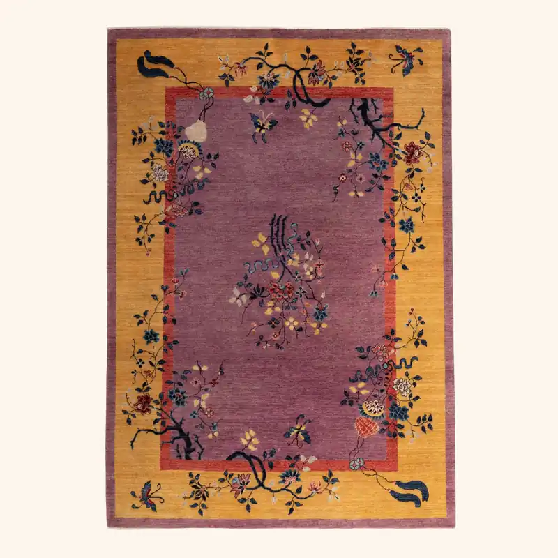 Purple Traditional Art Deco Rug - 5'5 x 7'10"