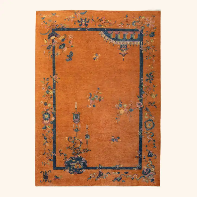 Orange Traditional Art Deco Rug - 5'6" x 8'