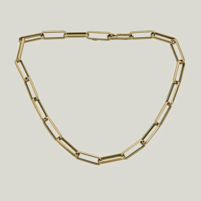 14K Gold Chunky Paper Clip Necklace - Odeon Collection (Leased)