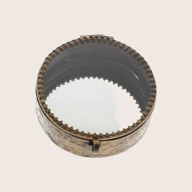 Josephine Mirrored Round Brass Box - Homart