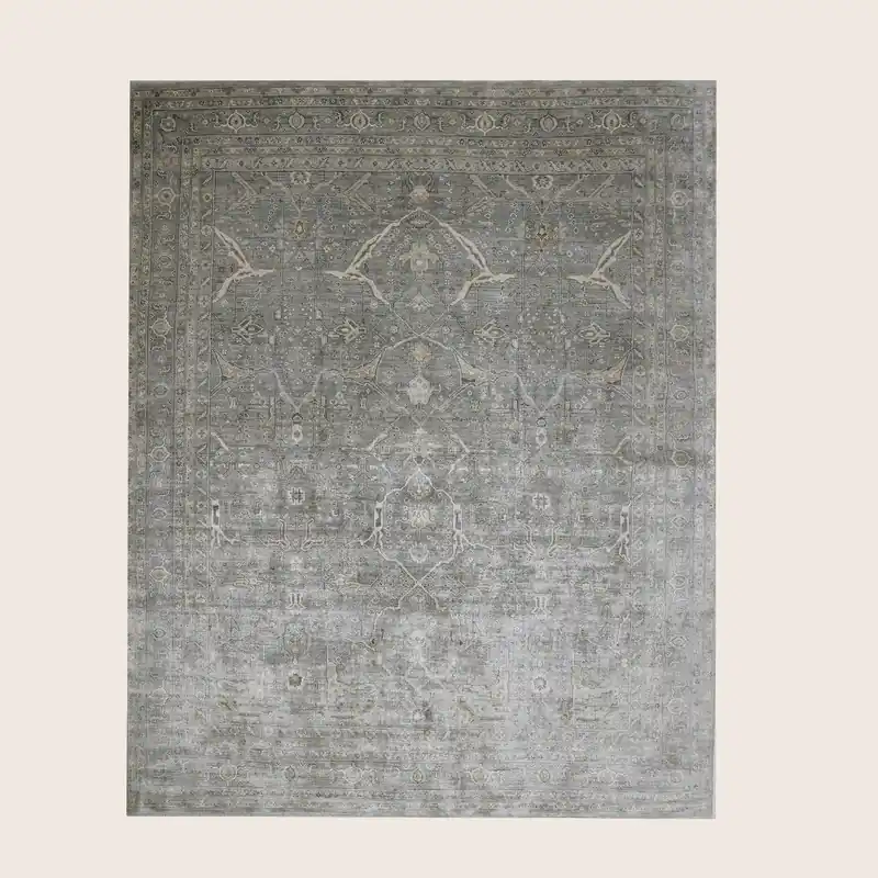 Grey Transitional Silk Rug - 8' x 10'