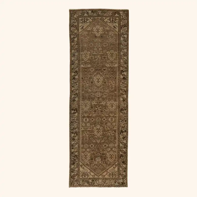 Brown Malayer Vintage Rug - 3'3" x 10'2"