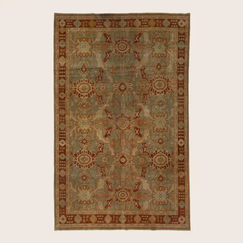 Blue & Red Vintage Traditional Tabriz Wool Rug - 7' x 10'6"