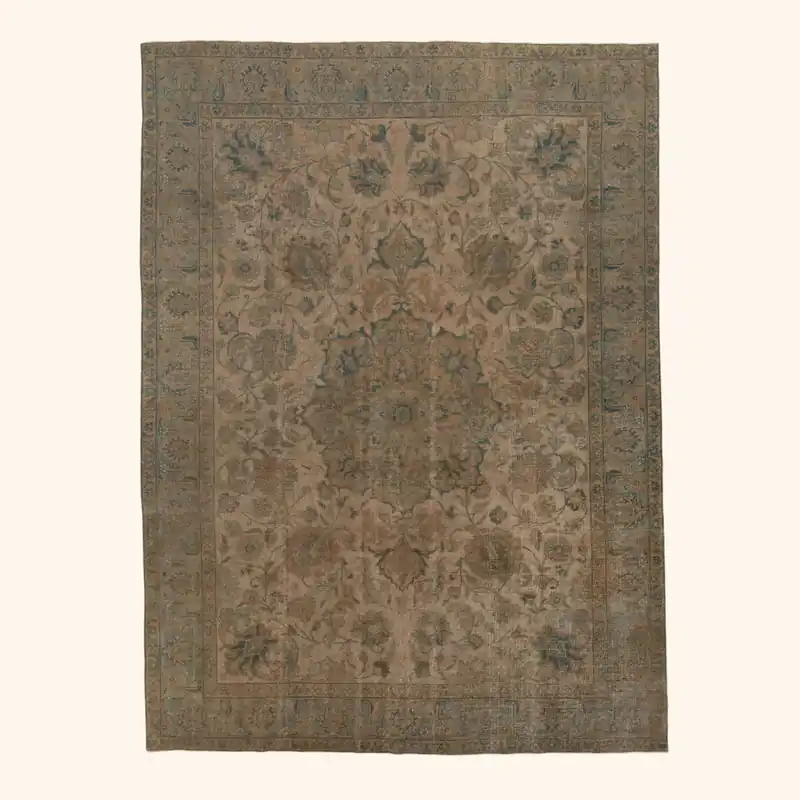 Blue Vintage Persian Tabriz Rug - 9'3" x 12'5"