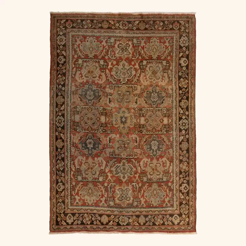 Brown Sultanbad Vintage Rug - 4'3" x 6'6"