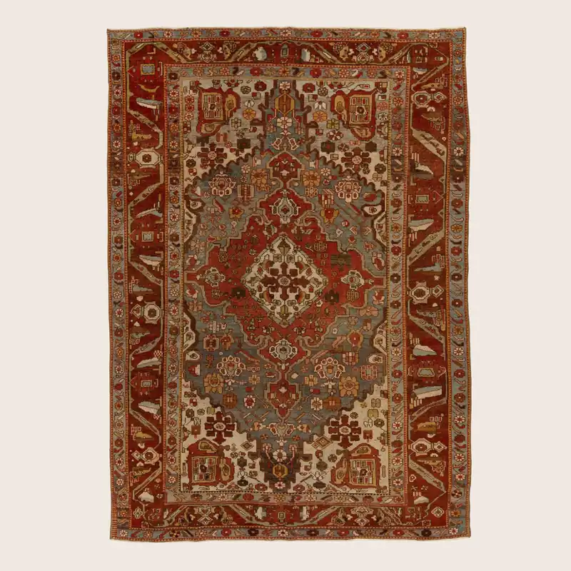 Red Bakhtiar Vintage Rug - 7'1" x 9'10"