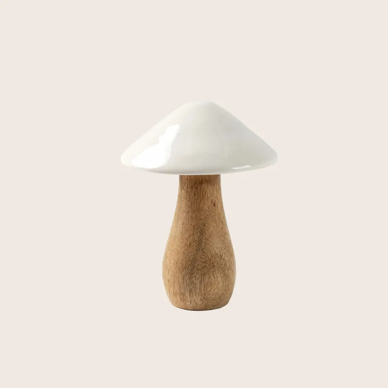 Mango Wood & Enamel Mushroom - Be Home