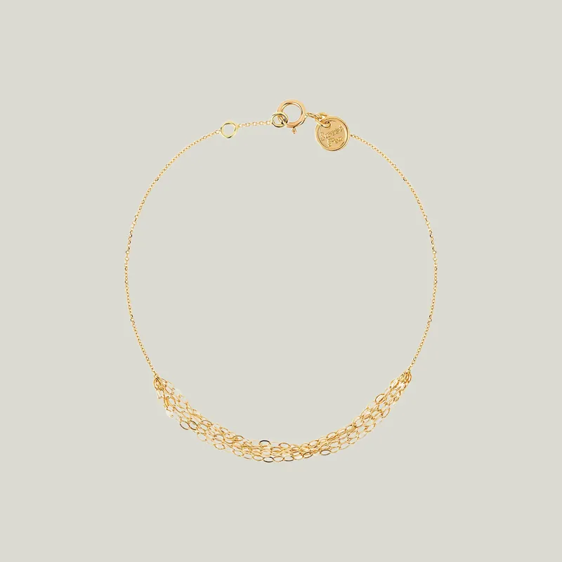 18K Gold Chain Tassel Bracelet - Sweet Pea (Consigned)