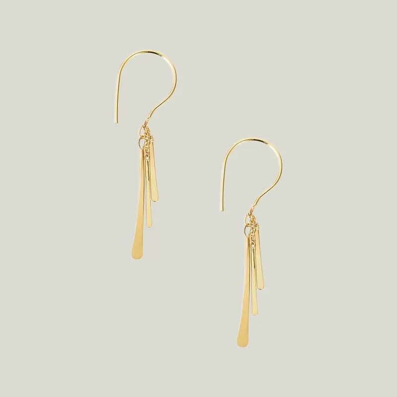 Sycamore 18K Gold 3 Bar Hook Earrings - Sweet Pea (Consigned)