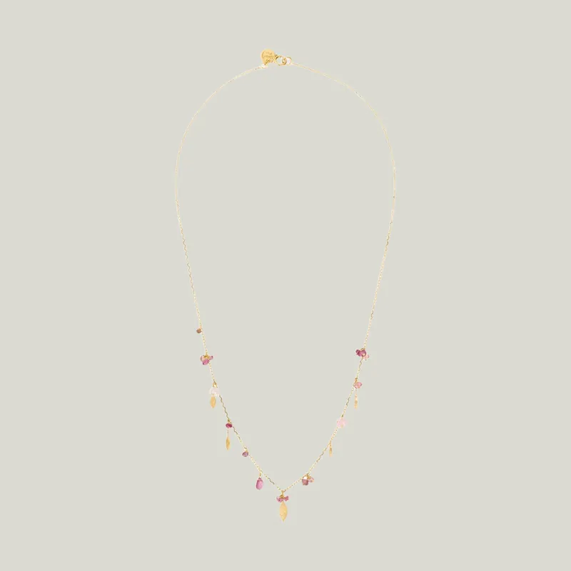18K Gold Romantic World Pink Tourmaline Drop Necklace - Sweet Pea (Consigned)