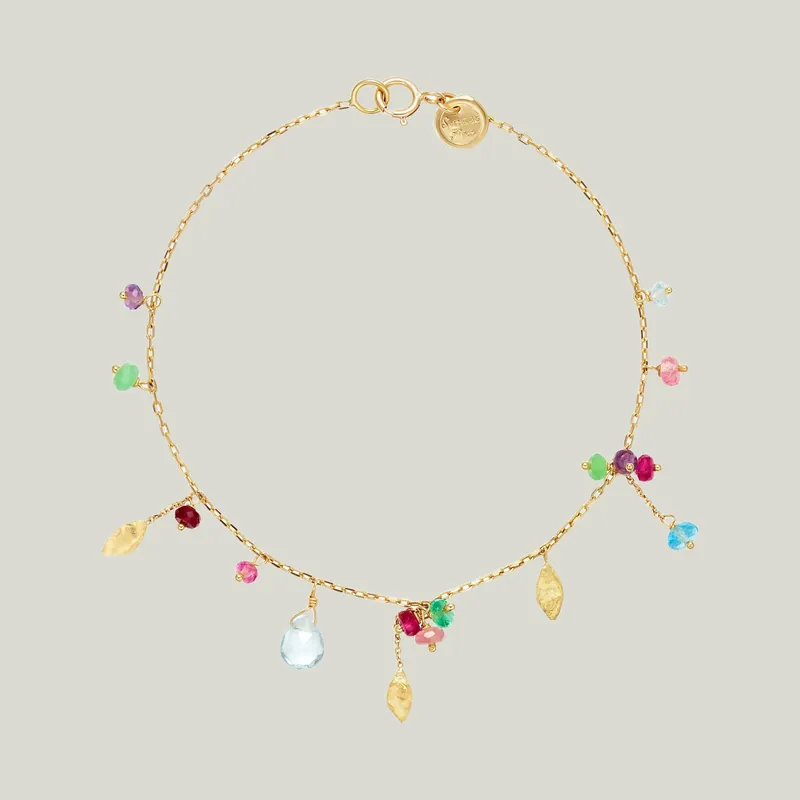 18K Gold Romantic World Mixed Bead Bracelet - Sweet Pea (Consigned)