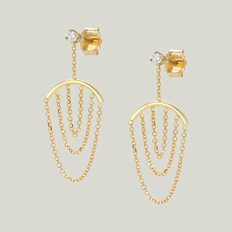 18K Gold Diamond Nouveau Now Drop Earrings - Sweet Pea (Consigned)
