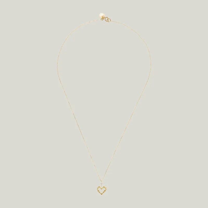 18K Gold and Diamond Love Letter Heart Necklace - Sweet Pea (Consigned)
