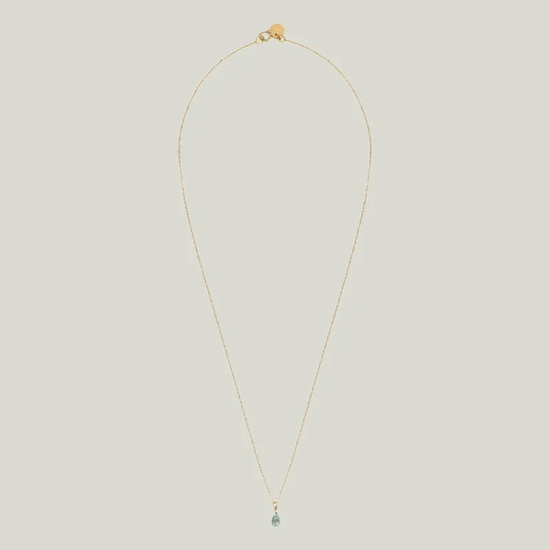 18K Gold Green Sapphire Drop Necklace - Sweet Pea (Consigned)
