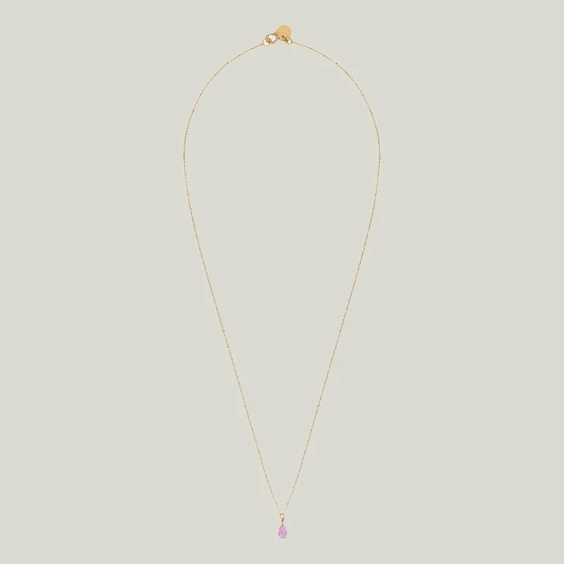18K Gold Pink Sapphire Drop Necklace - Sweet Pea (Consigned)
