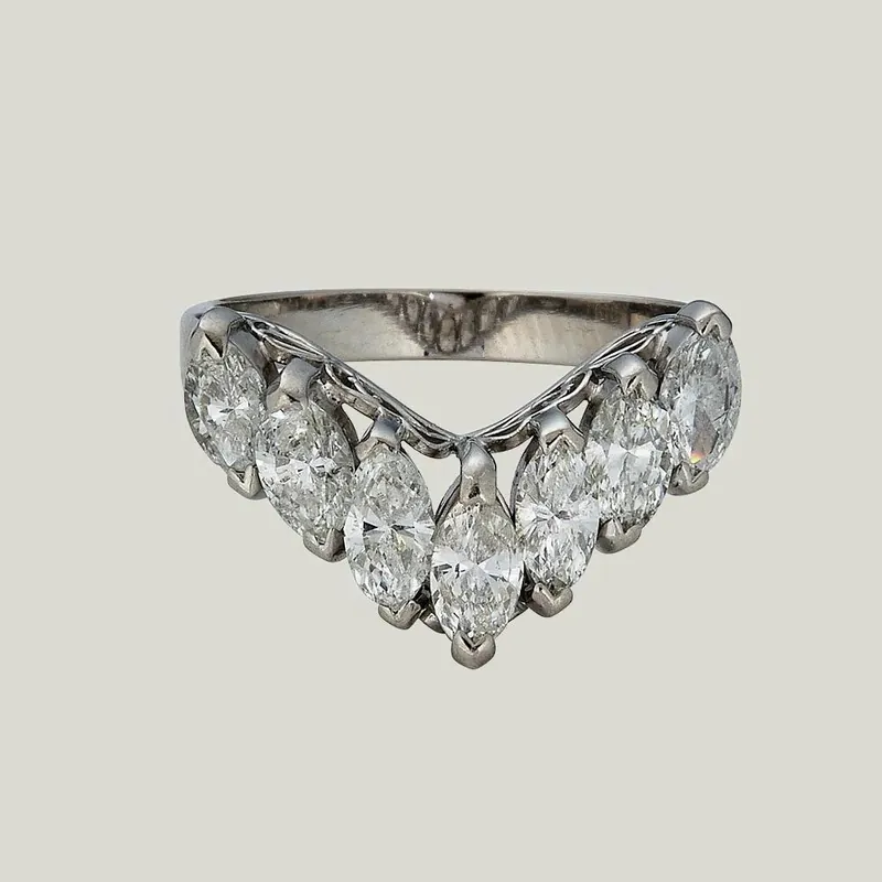 Platinum Marquise Diamond Chevron Ring - Odeon Collection (Leased)