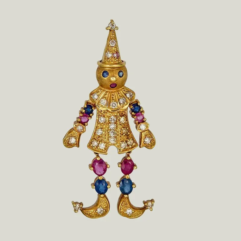 Ruby, Sapphire and Diamond Clown Charm - Odeon Collection (Leased)