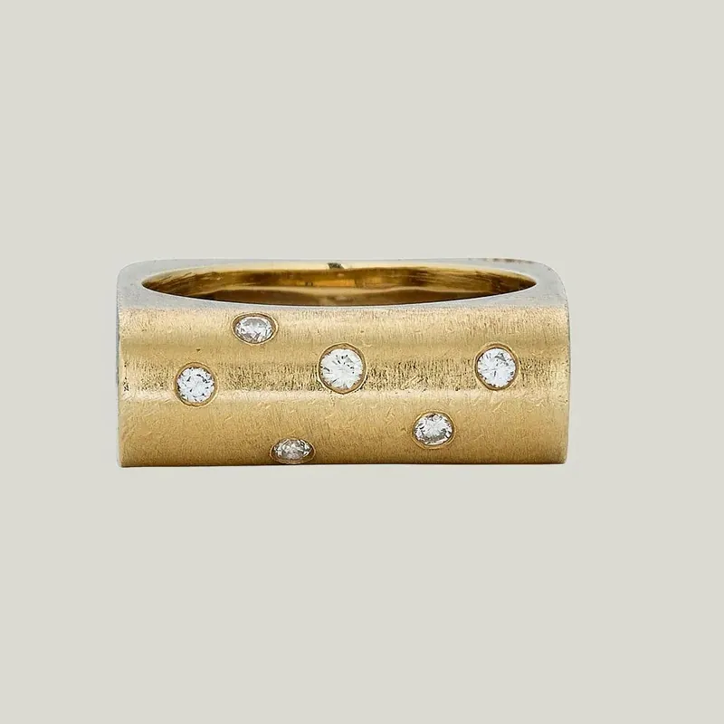 14K Yellow Gold Diamond Arch Ring - Odeon Collection (Leased)
