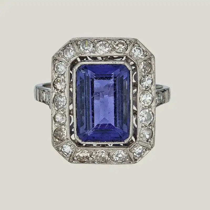 Vintage Tanzanite and Diamond Ring - Odeon Collection (Leased)