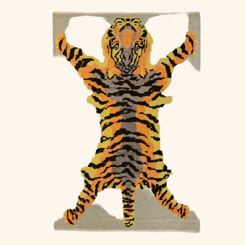 Beige Tiger Modern Turkish Wool Rug - 4'2" x 6'