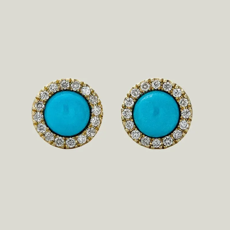 Turquoise Diamond Studs - Odeon Collection (Leased)