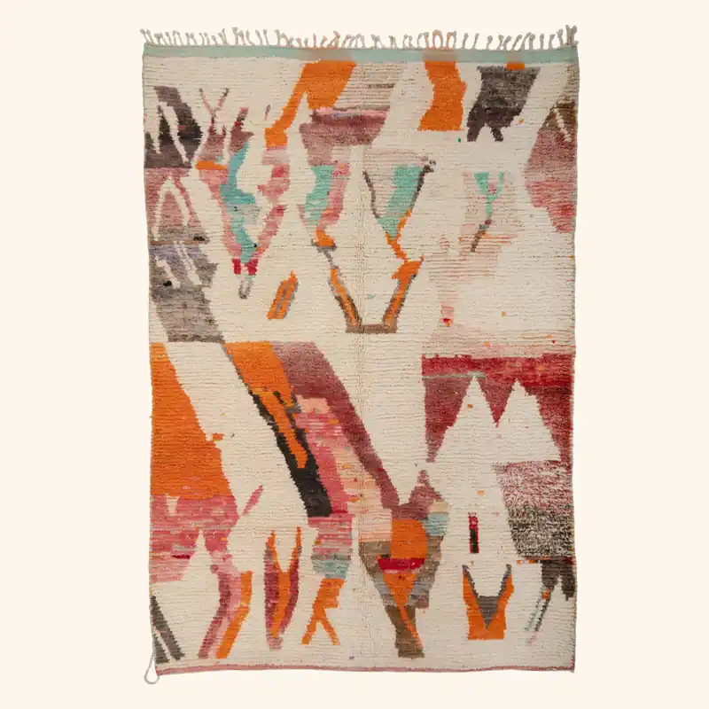 Multicolored Moroccan Berber Wool Rug - 6'9" x 9'8"
