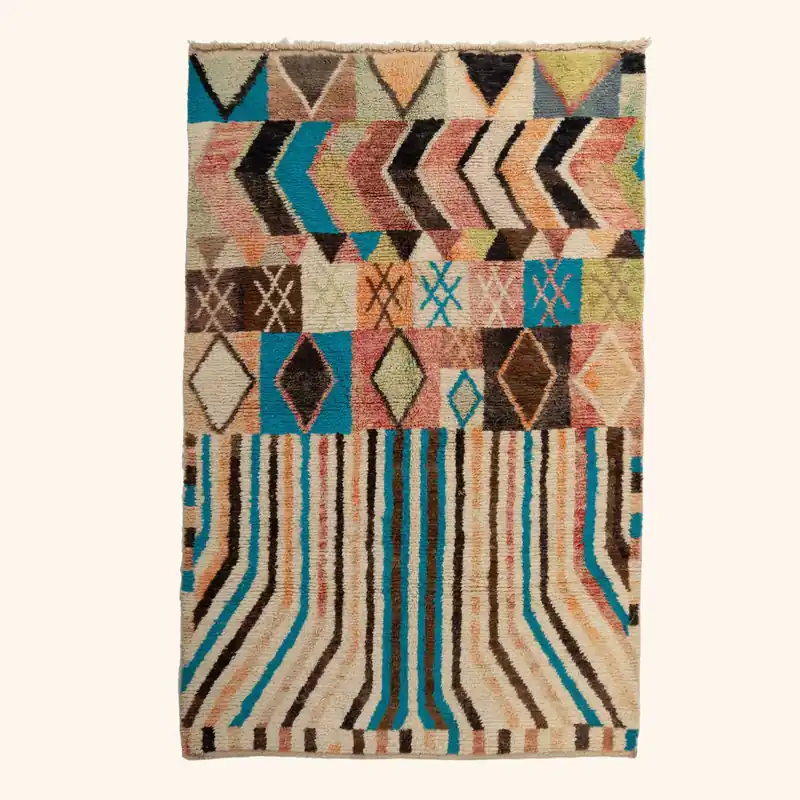 Multicolored Moroccan Berber Wool Rug - 5'5" x 8'8"