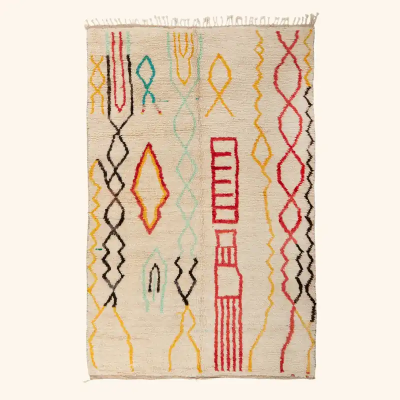 Multicolored Moroccan Berber Wool Rug - 5'7" x 8'6"