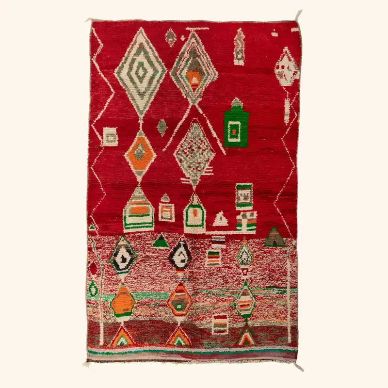 Multicolored Moroccan Berber Wool Rug - 5'5" x 8'6"