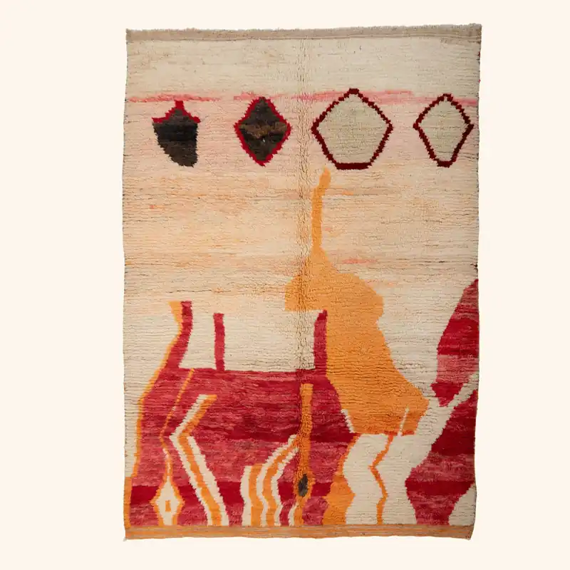Multicolored Moroccan Berber Wool Rug - 5'7" x 9'6"