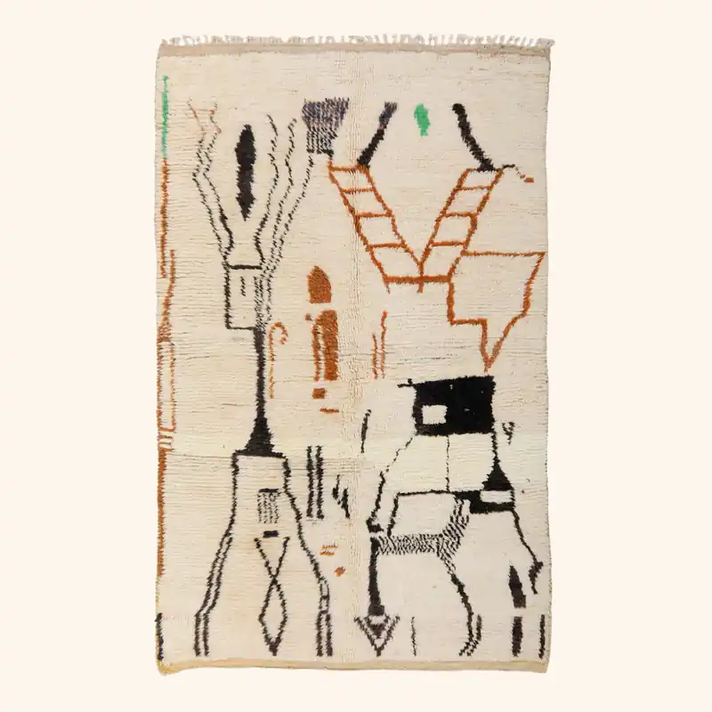 Cream Moroccan Berber Wool Rug - 5'3" x 9'