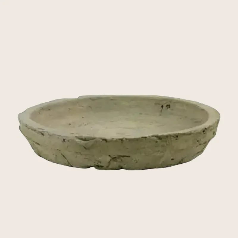 Rustic Terra Cotta Saucer, Moss Grey - Homart
