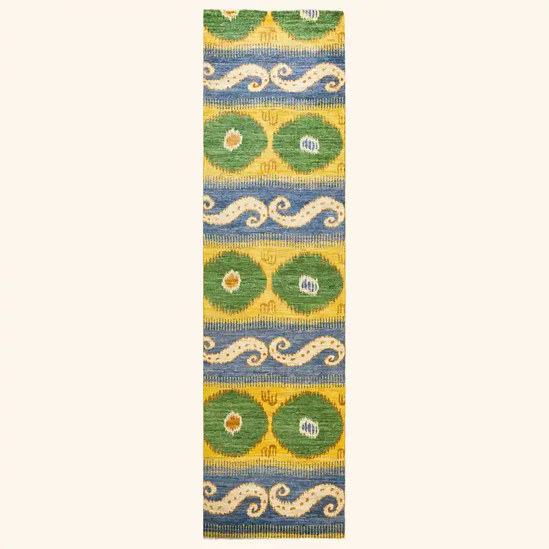Yellow Traditional Wool Runner - 3' x 11' 6"